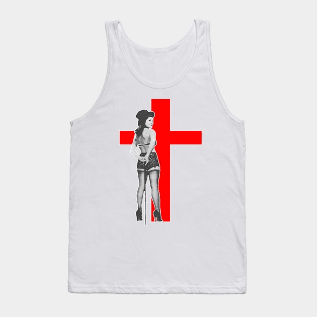 Girl wearing top hat and cross Tank Top by Marccelus